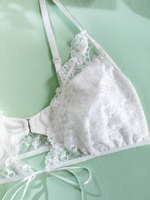 SHEIN Ropa Interior Femenina De Talla Grande Con Encaje Sin Cables - Blanco - Ver 5