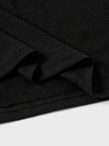 Men's Plus Size Text Pattern Short Sleeve T-shirt - Black - View 3