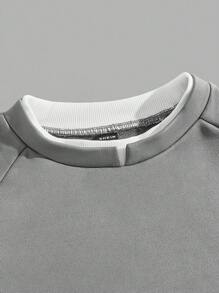 Manfinity NiteLyfe Nam Dệt kim Hai tông màu Vá lại 2 trong1 Áo nỉ - Xám - Xem 4