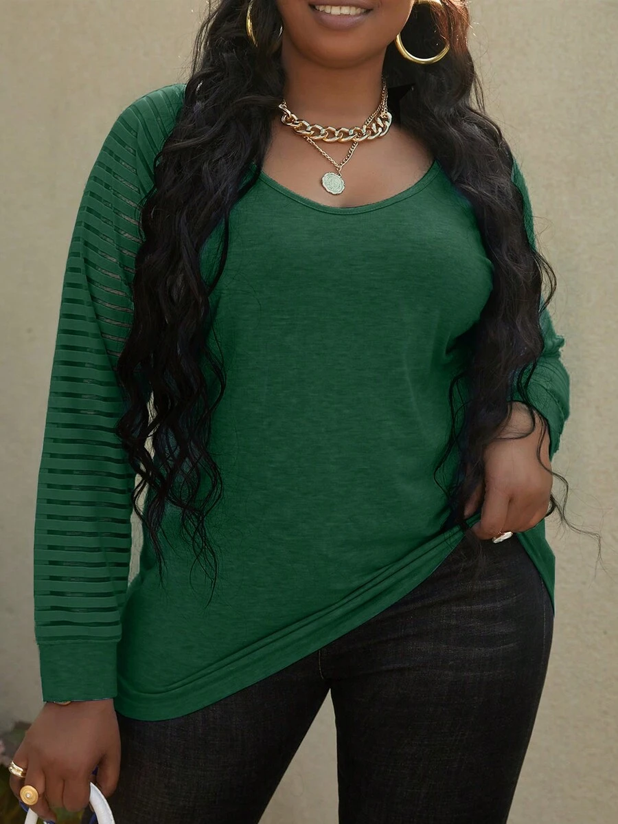 網紗大碼t恤 - 綠色 - 查看 1