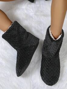 女士蓬松柔软厚毛绒室内靴光滑优雅家居拖鞋软底按摩防滑舒适女鞋