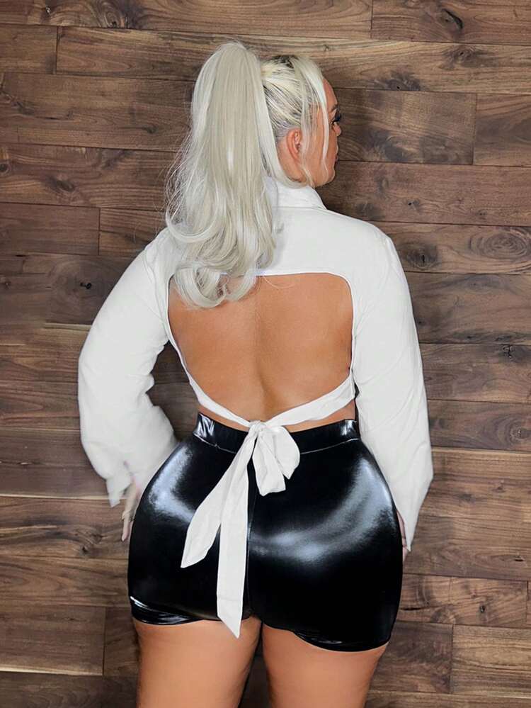 Plus Size Backless Short Shirt Top