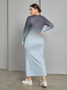 SHEIN Essnce Kích thước lớn Bóng Đầm - Màu xanh lam - Xem 2