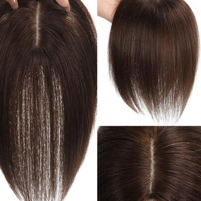 Silk Base Virgin human Hair Topper Brown Top Hairpiece Straight Toppers for Women 7*9cm Toppers