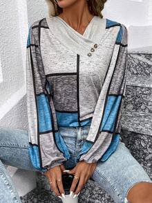 SHEIN Clasi Tay áo lồng đèn Khối màu Áo thun - Nhiều màu - Xem 4