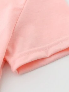 SHEIN Little Girl's Cute Colorful Letter Pattern Short-sleeved T-shirt - Pink - View 4