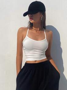 Dazy Star Women's Ruffle Detail Cami Top Tank Tops - White - View 6