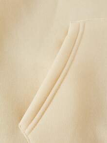 SHEIN EZwear 英文表情圖案印花連帽衛衣 - 米色 - 查看 4