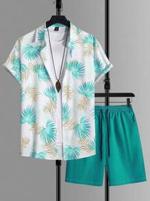 Manfinity RSRT Men's Floral Print Short Sleeve Shirt And Shorts Two Piece Set (random Cutting) - Multicolor - View 3