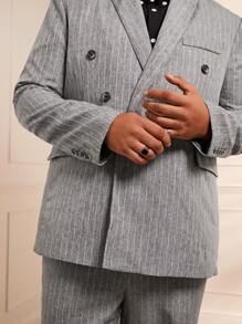 Manfinity VCAY Men's Striped Woven Casual Suit, 2pcs/set (plus Size)