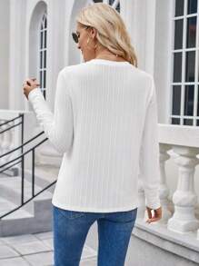 EMERY ROSE Women's Ribbed Cropped T-shirt With Round Neck - White - View 2