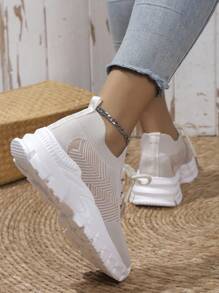 全新透气轻便公路跑鞋 - 米色 - 查看 6