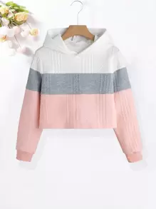 SHEIN Tween Girls' Color Block Sweatshirt - Multicolor - View 1