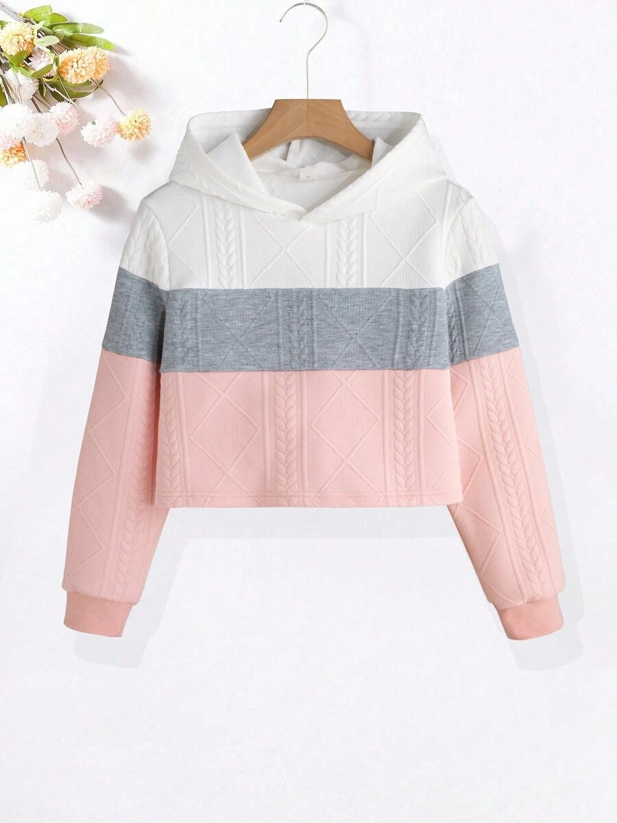 SHEIN Tween Girls' Color Block Sweatshirt - Multicolor - View 1