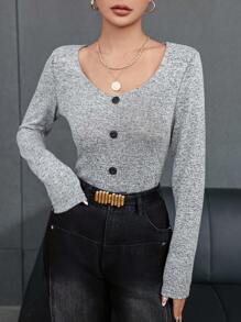 Aveloria Women's Slim Fit T-shirt With Large Round Neck