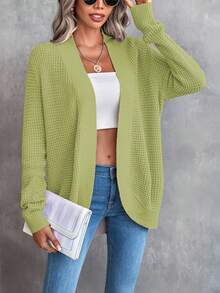 SHEIN LUNE 女士落肩开衫 - 綠色 - 查看 5