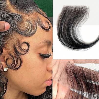 2Pcs Transparent Lace Baby Hair Stripes Human Hair Edge Reusable More Natural Lace Baby Hair Edge Strips