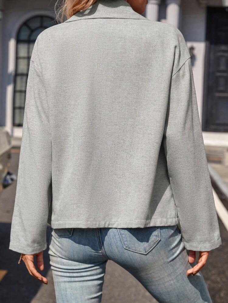 Ladies Lapel Single Button Woolen Coat