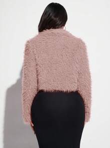 SHEIN SXY Abrigo Tipo Cárdigan De Color Liso Para Mujer - Rosa vieja - Ver 2