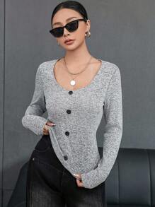 Aveloria Women's Slim Fit T-shirt With Large Round Neck