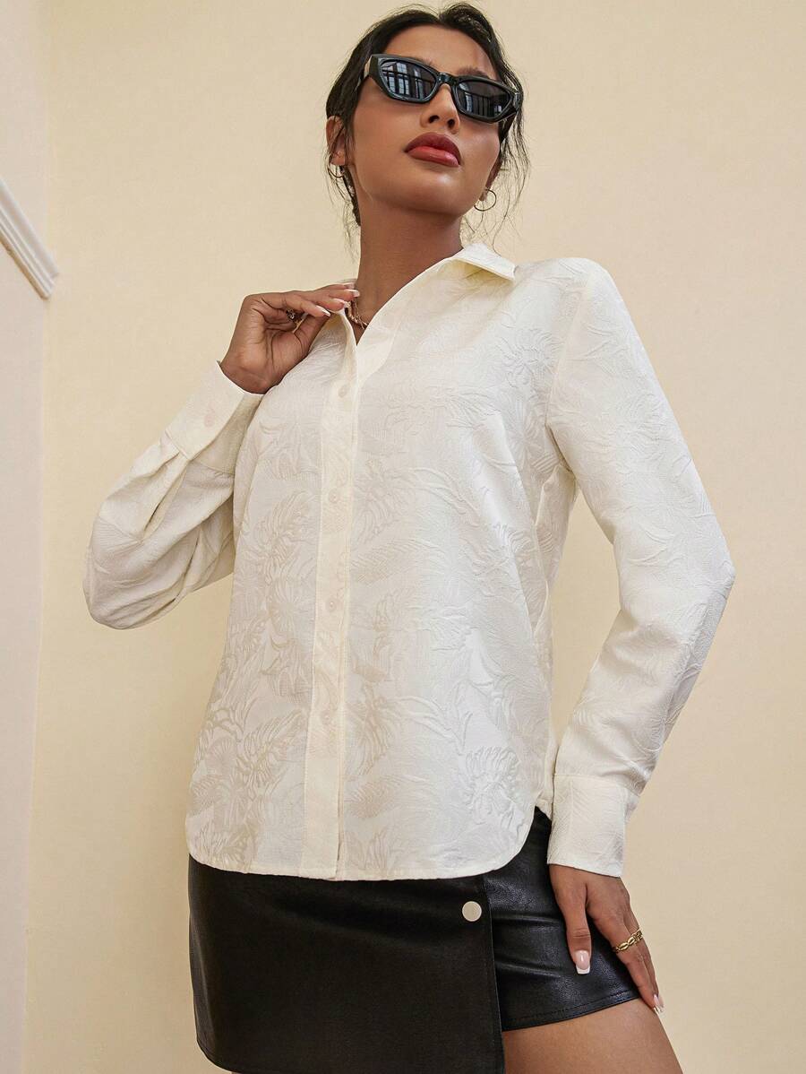 Aveloria Random Jacquard Long-Sleeved Shirt Fall Cloth For Women