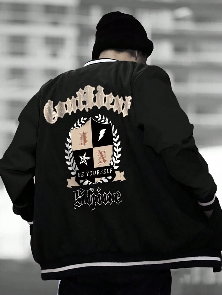 Loose Fit Men's Fashion Printed Bomber Jacket