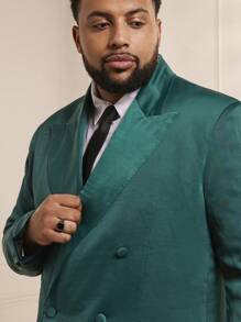 Manfinity VCAY Men's Plus Size Casual Lapel Double-breasted Suit Jacket & Pants Two-piece Set - Green - View 5