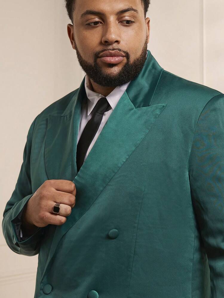 Men's Plus Size Casual Lapel Double-breasted Suit Jacket & Pants Two-piece Set