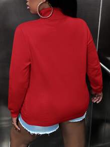 Slaydiva Women's Plus Size Turtleneck Sweater - Red - View 2