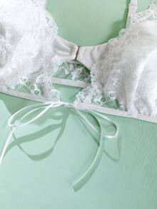 SHEIN Ropa Interior Femenina De Talla Grande Con Encaje Sin Cables - Blanco - Ver 6