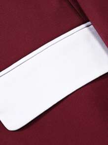 CLOUDSTYLE Nam Khối màu Cổ áo tây DOUBLE-BREASTED Bộ đồ - Màu Đỏ Sâu - Xem 7