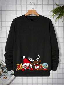 Manfinity Men's Christmas Printed Sweatshirt - Black - View 4