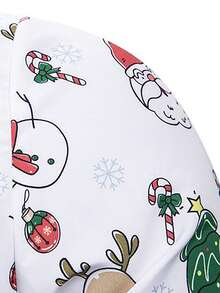 男士圣诞印花长袖休闲衬衫 - 白色 - 查看 5