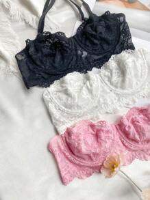 3pcs/Set Lingerie Bra Set (Black, White, Pink) - Multicolor - View 3