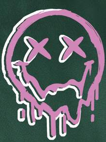 SHEIN Qutie 女士卡通印花连帽衫，配有保暖内衬和抽绳 - 綠色 - 查看 3