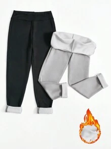 SHEIN Essnce 2件套加厚保暖内衬紧身裤 - 彩色 - 查看 1