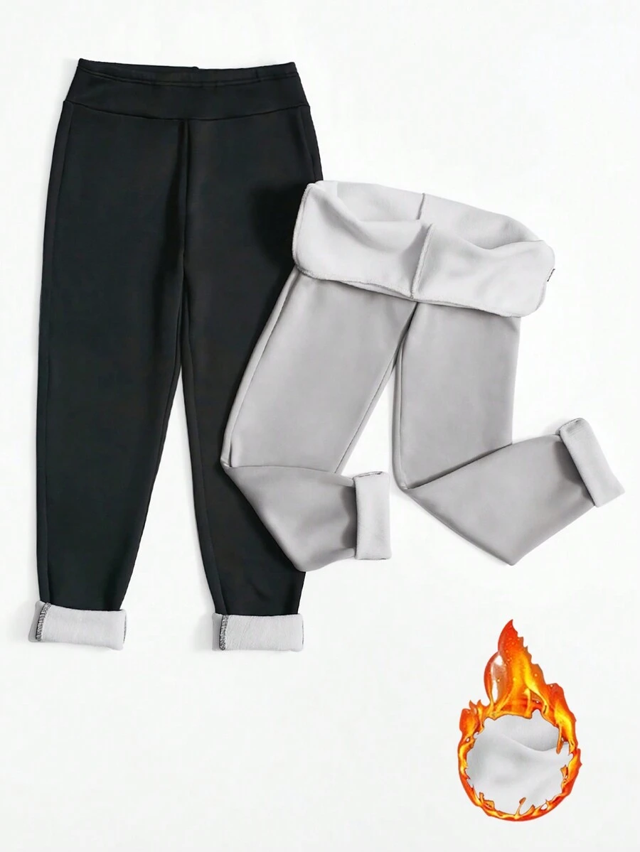 SHEIN Essnce 2件套加厚保暖内衬紧身裤 - 彩色 - 查看 1