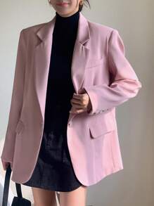 DAZY Quý cô Single-breasted Nút Áo vest - Hồng - Xem 6