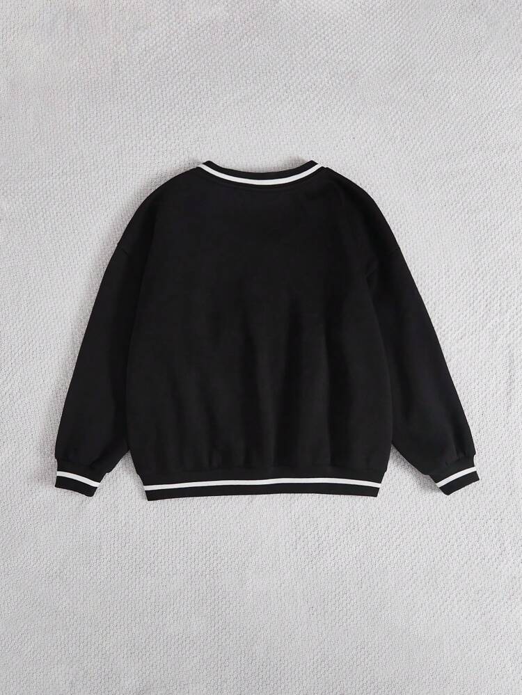 Teen Girls' Casual Round Neck Sweatshirt With Letter Print