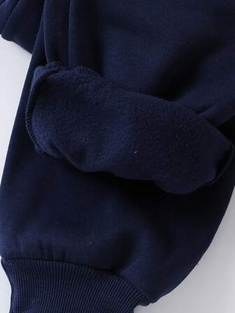 SHEIN Tween Boy Tjockstickad termofodrad fritidssporthembyxa, vinter