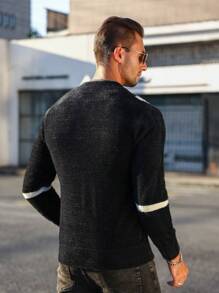 Manfinity Homme Men's Colorblocked Zipper Cardigan - Black - View 2