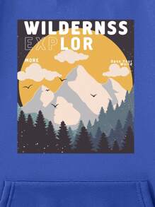 Sudadera Con Capucha Y Estampado Azul Para Hombre - Negro - Ver 3