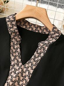 EMERY ROSE Camisa De Talla Grande Con Cuello Muesca Y Estampado Geométrico - Multicolor - Ver 3