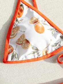 SHEIN Swim Summer Fruit Print Contrast Trim Bikini Set New Year - Multicolor - View 4