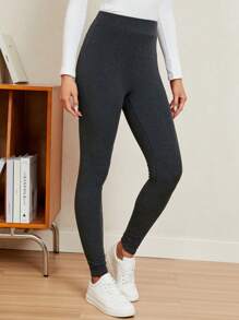 EMERY ROSE Leggings de mujer con costillas y forro térmico - Gris - Ver 3