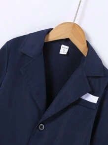 Boys' Flip Detail Button Up Suit Jacket And Pants With Bow Tie, Shirt Not Included - Royal Blue - View 7