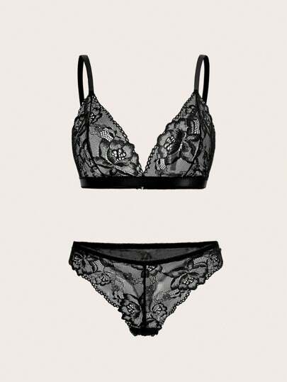 Bloemen Kanten BH Slipje Verleidelijke Lingerie Set view 4