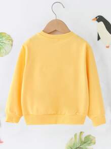 SHEIN 少女秋冬款可愛貓頭印花連帽衫 1 件 - 黃色 - 查看 2