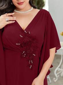 Đầm phù dâu bằng vải chiffon đính đá, thanh lịch và duyên dáng, cũng có thể được mặc như váy cưới, váy sinh nhật, váy tốt nghiệp hoặc váy dạ hội. - Màu Đỏ Sâu - Xem 5