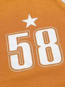 SHEIN X ONE Musicfest SHEIN EZwear Sọc Và Lá thư In Tay Raglan Áo thun - Màu vàng - Xem 4